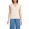 Lands’ End Women’s Drifter Modern Cable V Neck Vest Sweater(Fresh Ivory)