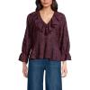 Lands’ End Women’s Feminine Ruffle Chiffon V Neck Blouse(Lush Burgundy)