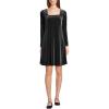 Lands’ End Women’s Knit Velvet Square Neck Dress(Black)