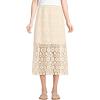 Lands’ End Women’s Lace Overlay Midi Skirt(Ivory Latte)