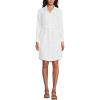 Lands’ End Women’s Linen Long Sleeve Button Front Shirt Dress(White)