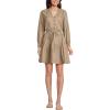 Lands’ End Women’s Long Sleeve Cotton Poplin Mini Popover Dress(Desert Tan)