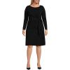 Lands’ End Women’s Long Sleeve Lightweight Cotton Modal Boatneck Tie Waist Dress(Black)