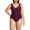 Lands’ End Women’s Ottoman Rib Tie Shoulder Tankini Top(Dark Wine Ottoman)