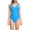 Lands’ End Women’s Ottoman Rib Tie Shoulder Tankini Top(Freshwater Blue Ottoman)
