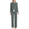 Lands’ End Women’s Petite Knit 2 Piece Pajama Set – Long Sleeve Top and Pants(Forest/Ivory Ditsy Floral)