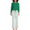 Lands’ End Women’s Petite Knit 2 Piece Pajama Set – Long Sleeve Top and Pants(Ivory/Clover Simple Stripe)