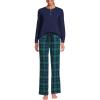 Lands’ End Women’s Petite Knit 2 Piece Pajama Set – Long Sleeve Top and Pants(Light Emerald Blackwatch)