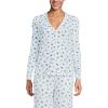 Lands’ End Women’s Pointelle Long Sleeve Sleep Cardigan(Ivory/Blue Dainty Floral)