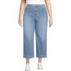 Lands’ End Women’s Recover Denim High Rise Wide Leg Crop Jeans(Beau Blue Stripe)