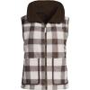 Lands’ End Women’s Sherpa Fleece Reversible Mixed Media Vest(Rich Coffee/Brown Check)