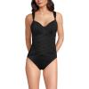 Lands’ End Women’s Smoothing Sweetheart Shirred One Piece(Black)