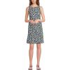 Lands’ End Women’s Starfish Sleeveless Shift Dress(Navy Mini Bloom Floral)