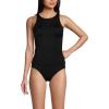Lands’ End Women’s Tugless High Neck Strappy Back Tankini Swimsuit Top(Black)