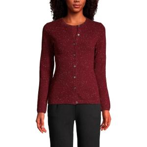 Lands’ End Women’s Cashmere Cardigan Sweater(Rich Burgundy Donegal)