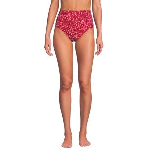 Lands’ End Women’s Chlorine Resistant Pinchless High Waisted Bikini Bottoms(Red Mini Dot)