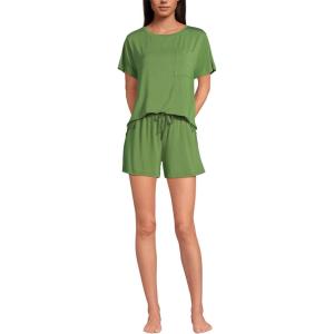 Lands’ End Women’s Cooling 2 Piece Pajama Set – Short Sleeve Tee and Shorts(Valley Green)