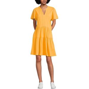 Lands’ End Women’s Cotton Jersey Tiered Mini Dress(Sweet Mango)
