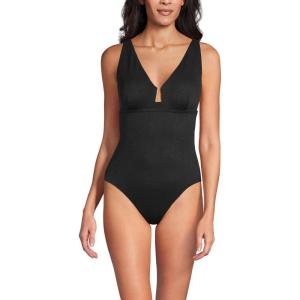 Lands’ End Women’s Crepe Rectangular Wire One Piece(Black)