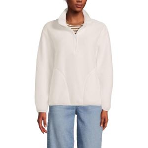 Lands’ End Women’s Half Zip Cozy Sherpa Fleece Pullover(Ivory)