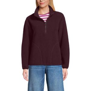 Lands’ End Women’s Half Zip Cozy Sherpa Fleece Pullover(Lush Burgundy)