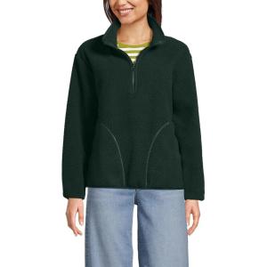 Lands’ End Women’s Half Zip Cozy Sherpa Fleece Pullover(Woodland Forest)