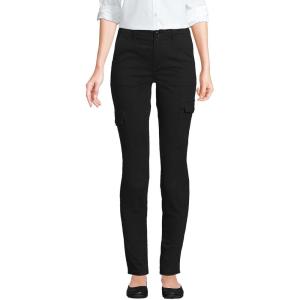 Lands’ End Women’s Mid Rise Slim Cargo Chino Pants(Black)