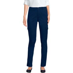 Lands’ End Women’s Mid Rise Slim Cargo Chino Pants(Deep Sea Navy)