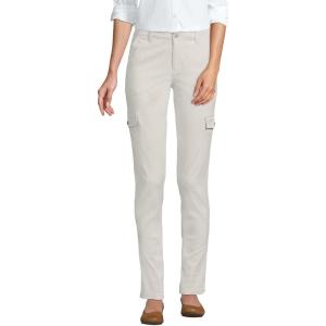 Lands’ End Women’s Mid Rise Slim Cargo Chino Pants(Light Stone)