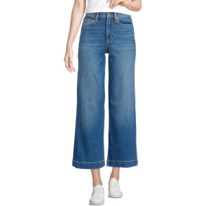 Lands’ End Women’s Recover Denim High Rise Wide Leg Crop Jeans(Indigo Tide Blue)
