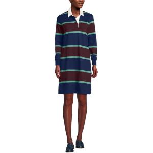 Lands’ End Women’s Rugby Dress(Deep Sea Navy/Burgundy Stripes)