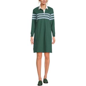 Lands’ End Women’s Rugby Dress(Norway Spruce Stripe)