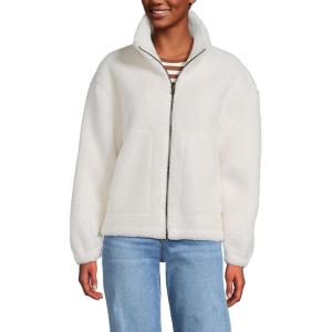 Lands’ End Women’s Shearling Zip Front Fleece Jacket(Ivory)