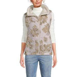 Lands’ End Women’s Sherpa Fleece Reversible Mixed Media Vest(Ivory/Ivory Rose)