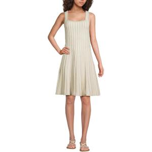 Lands’ End Women’s Square Neck Above Knee Sweater Dress(Oatmeal Heather)