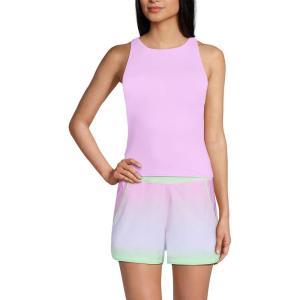 Lands’ End Women’s Tugless High Neck Strappy Back Tankini Swimsuit Top(Wild Lilac)
