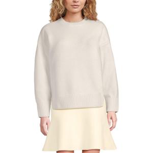 Lands’ End Women’s Ultrasoft Crew Neck Hi Low Hem Tunic Sweater(Fresh Ivory)