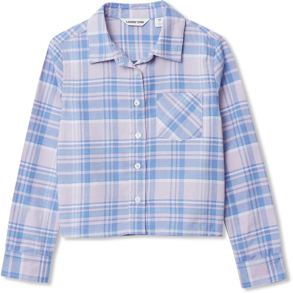 imageLands End Girls Flannel ShirtPurple Warm Plaid