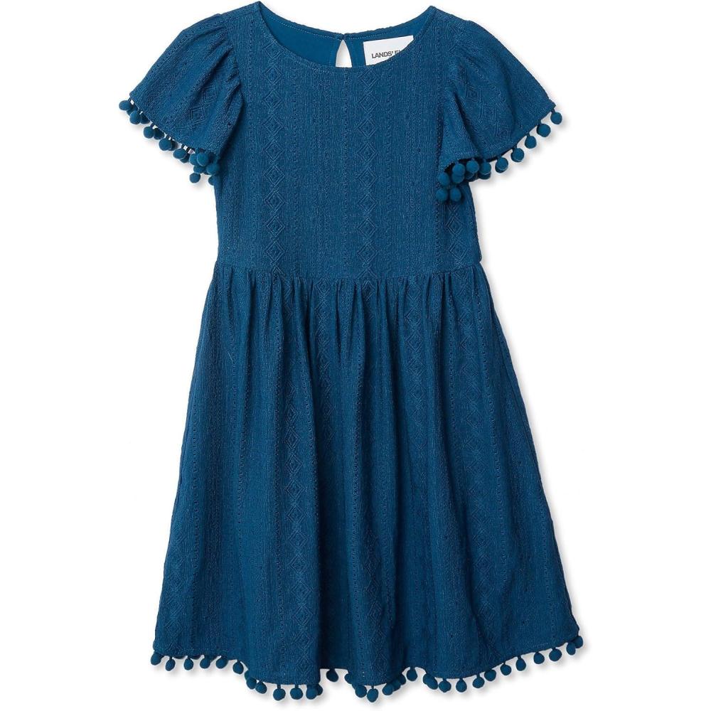 imageLands End Girls Lace Short Sleeve DressLyons Blue