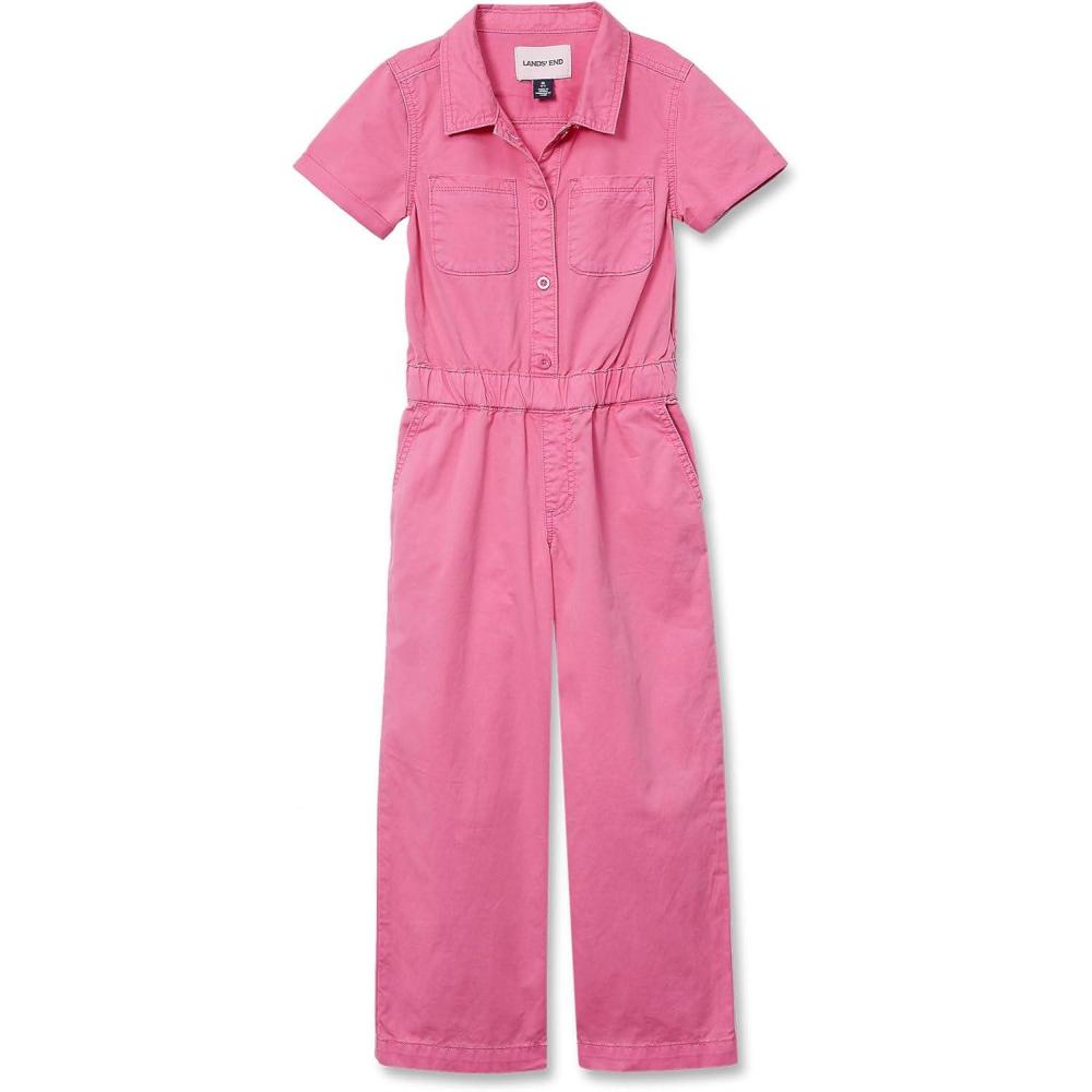 imageLands End Girls Lightweight Denim JumpsuitNeon Fuchsia