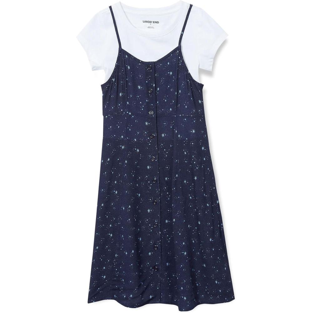 imageLands End Girls Slip Dress with Short Sleeve Tee