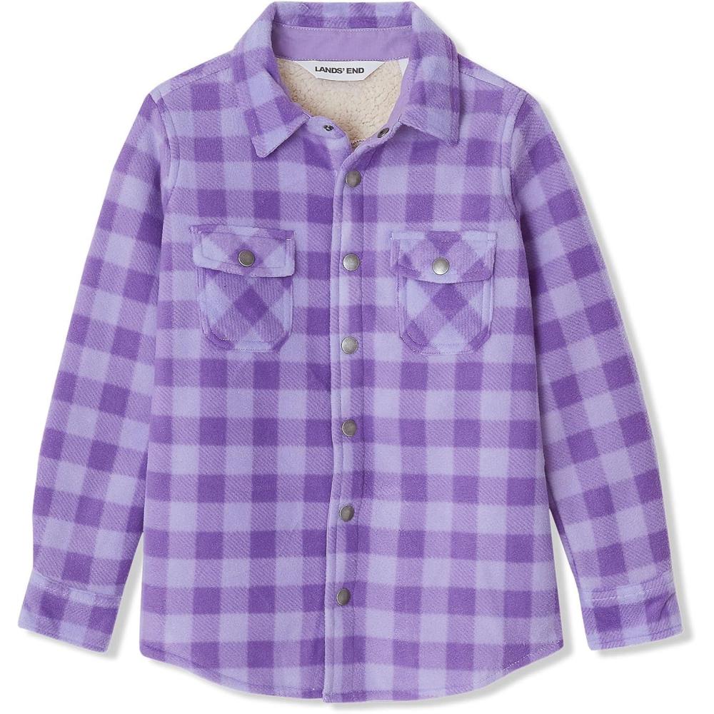 imageLands End Kids Flannel ShacketPurple Plaid