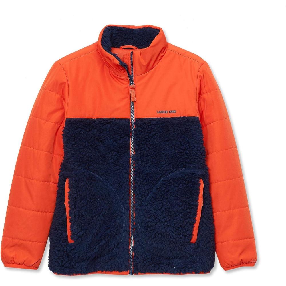 imageLands End Kids Water Resistant Mixed Media Insulated JacketMedieval BlueOrange