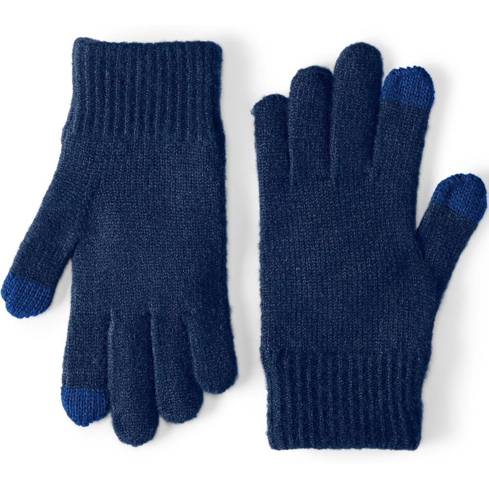imageLands End Mens CashTouch Knit GlovesDeep Sea Navy