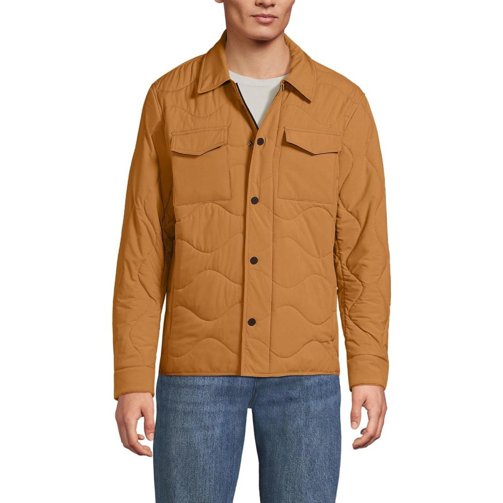 imageLands End Mens Quilted Insulated Shirt JacketCanyon Camel