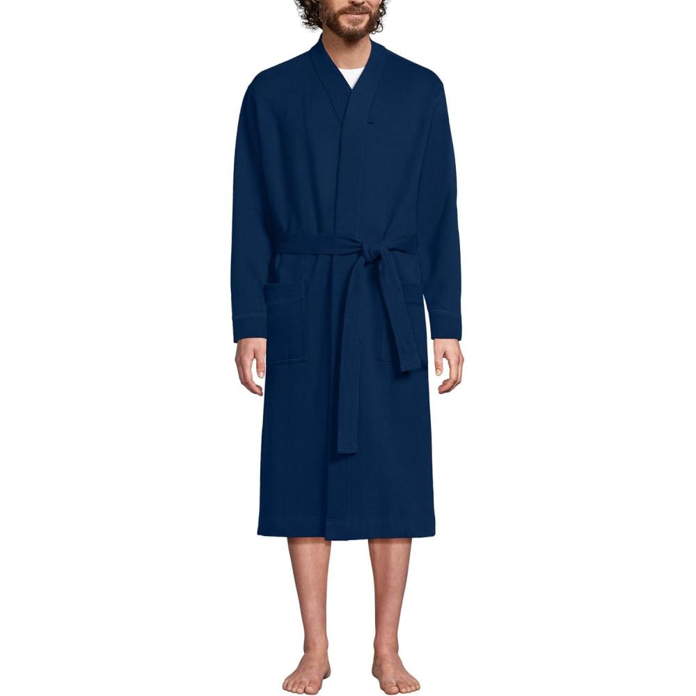 imageLands End Mens Serious Sweats RobeDeep Sea Navy