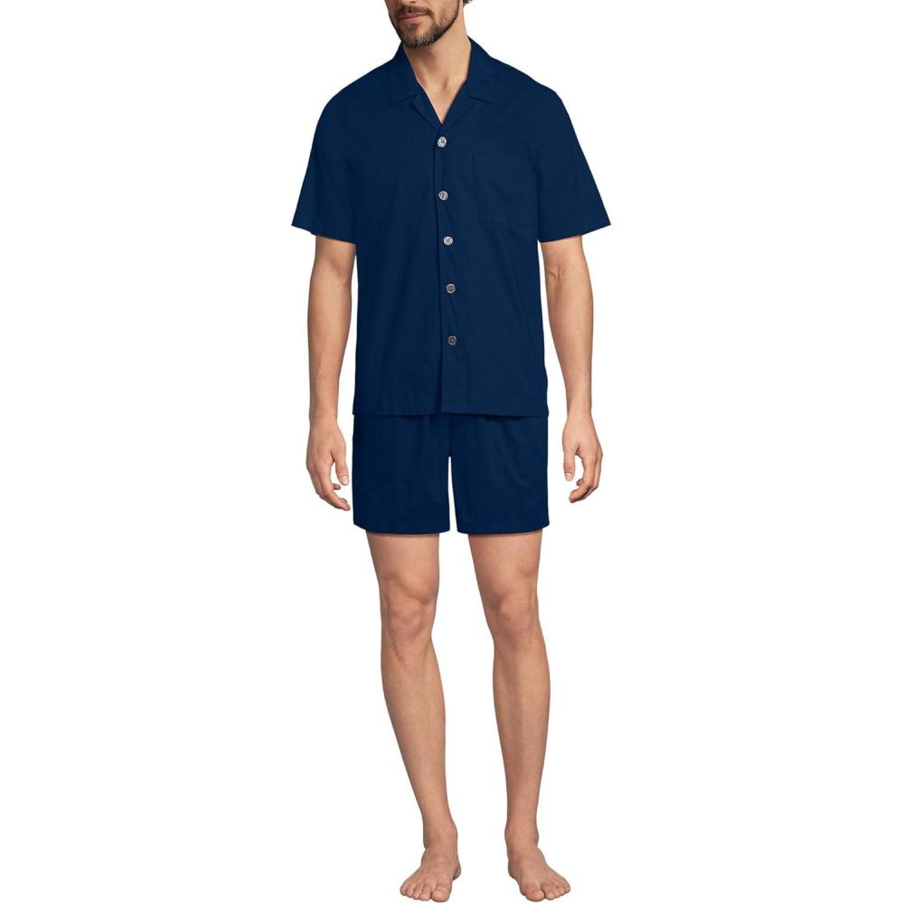 imageLands End Mens Short Sleeve Essential Short Sleep SetDeep Sea Navy