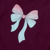 Lands’ End Girls Long Sleeve Graphic Tee with Puff Shoulder(Glitter Bow/Plum)