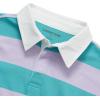 Lands’ End Girls Long Sleeve Stripe Rugby Shirt(Pastel Lilac/Green Stripe)