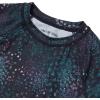 Lands’ End Girls Thermal Base Layer Long Underwear Thermaskin Crew Neck Shirt(Black Starburst Floral)